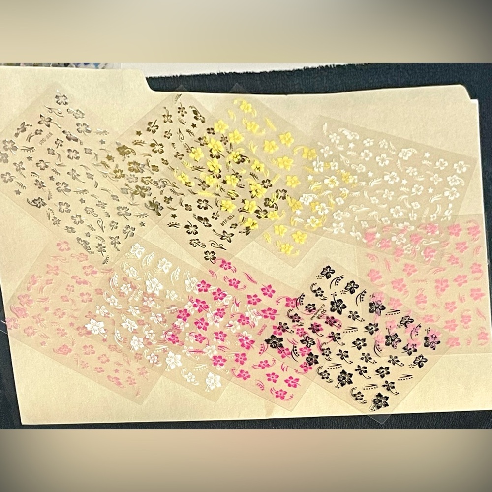 Floral Nail Art Stickers - Multicolor